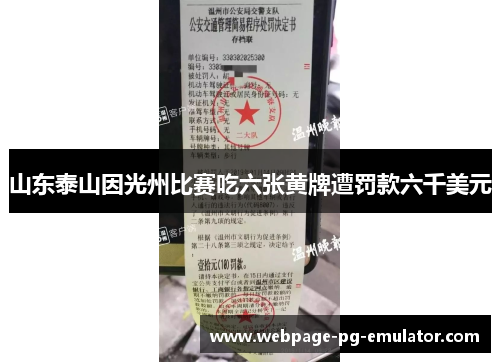 山东泰山因光州比赛吃六张黄牌遭罚款六千美元 山东泰山因光州比赛吃六张黄牌遭罚款六千美元